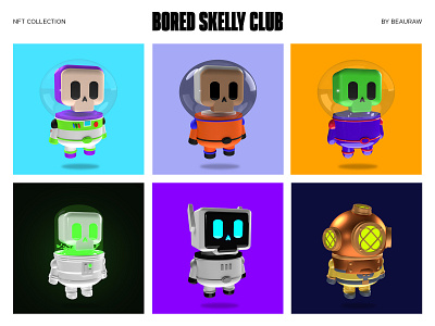 Bored Skelly Club NFT Collection 3d bored character club collection custom figure fun nft skeleton skelly space toy