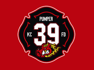 KCFD PUMPER 39 DECAL branding custom decal department design fiery fire graphic design kc kcfd logo pig shirt deesign typography vector warthog