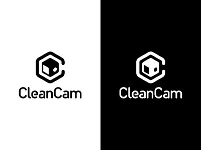 Clean Cam Logo black whitee branding cam clean custom design logo modern square vector