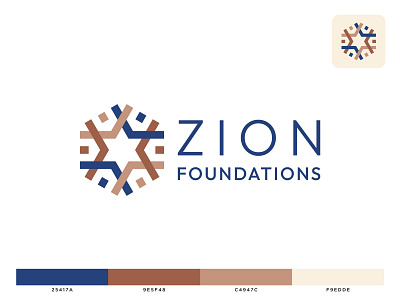 Zion Foundations Logo branding community custom design graphic design home house housing logo star unity vector