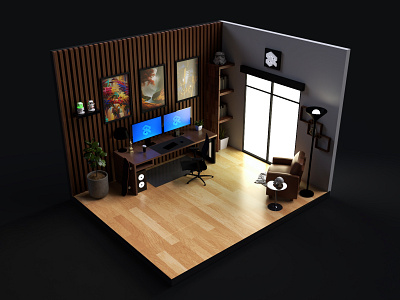 Office Oasis 3d custom design graphic design render rendering room