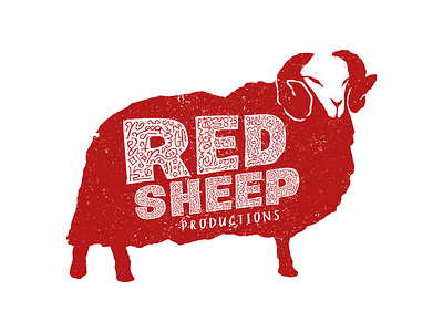 Red Sheep Logo animal custom handdrawn horns logo ram red rough sheep