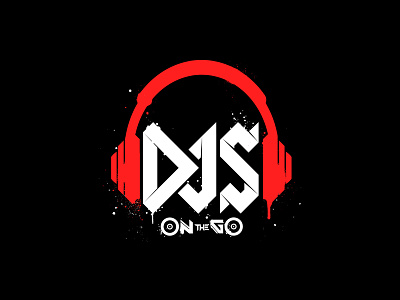 DJs On The Go Logo custom design dj djing headphones logo mic punk spintable splatter typography