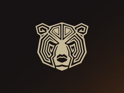 Bear Head Logo animal bear brown custom design grizzly illustration logo shapes tan tribal