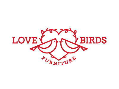 Love Birds Logo animal bird birds branches design furniture heart illustration logo love nest red vector