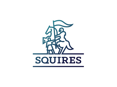 Knight & Squire Logo brand character custom design flag horse icon knight logo logomark squire vector