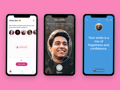 An app concept that gives you compliment whenever you smile.