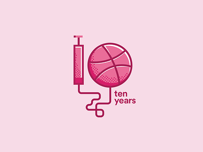 Dribbble turns 10 10years anniversary branding cape town clean decade design dribbble flat icon illustration illustrator lettering minimal pink type typography vector