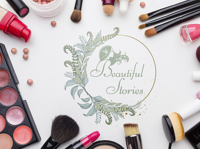 Beautiful Stories Logo Design On Makeup Mockup 3d branding graphic design logo ui