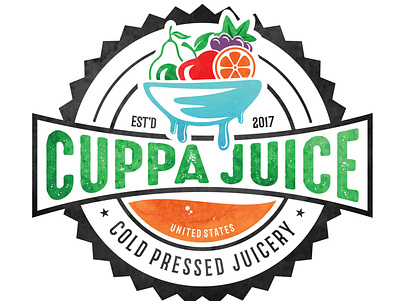 Cuppa Juice Vintage Watercolor Logo Design 3d branding design graphic design illustration logo logo design ui ux vector