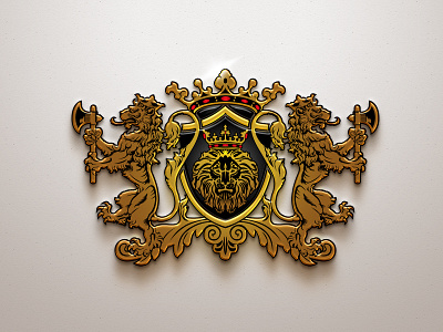 Chrome Gold Lion Crest crest lion old vintage