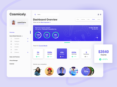 Dashboard UI branding business dashboad dashboard ui design designer desktop facebook influencer management management system marketing social media