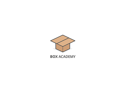 Cardboard logo academy box boxes brand branding brown business cap cardboard container design education funny graduation learning logo logotype school simple teacher