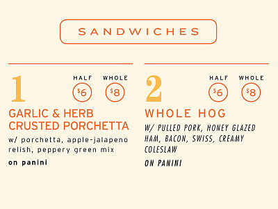 Who Doesn't Love Sammiches? caslon font futura interstate menu sammiches sandwiches type whole hog