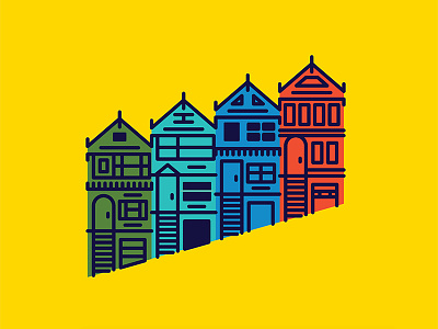 Probably, Definitely What San Francisco Looks Like architecture buildings graphic design houses illustration line art vector yellow