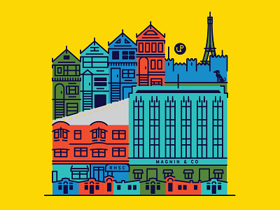 More San Francisco... and also Oakland, and Paris, and Lisbon line art vector yellow
