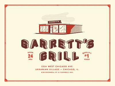 Garrett's Grill building chicago diner garrett garretts grill icon red texture vintage yellow