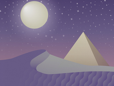 Dreamy Desert Pyramid background desert design illustration purple pyramid sand dune stars vector illustration