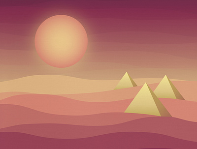 Hot Desert Heat Waves desert heat wave illustration pyramids vector illustration