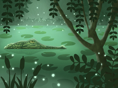 Swamp Alligator alligator green illustration procreate swamp