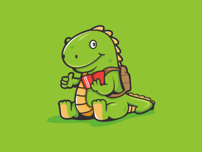 Mascot Dinosaur book dinosaur dribbble education green logo mascot
