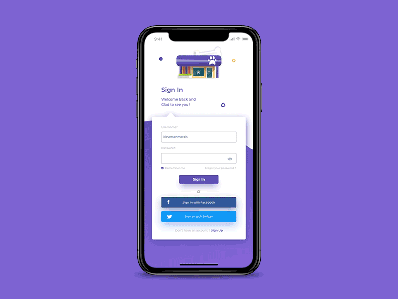 Pet-Care App - Sign In/Sign Up Process by Kleverson Morais on Dribbble