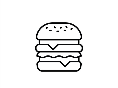 Hamburger Icon - Line Icon Series 2d adobe illustrator bun burger food hamburger hungry icon iconography lettuce line icon outlined icon pickles tomatoes vector