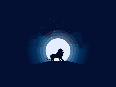 Moonlight animal silhouette design illustration