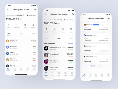 Multi-wallet NFT App UI app branding design typography ui