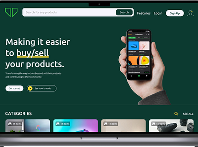 Landing page for an e-commerce website. app design illustration logo ui ux