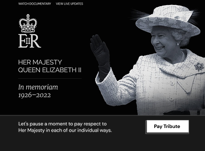A tribute landing page for the Queen.