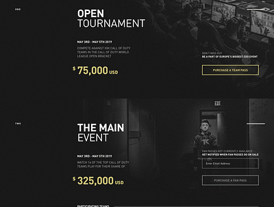 Call of Duty World League: London Event Site data esports event gaming home homepage layout sports tournament