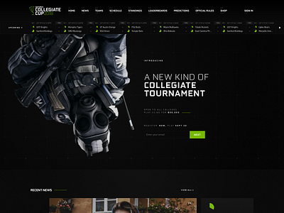 NVIDIA Collegiate Cup 2018 esports event gaming home homepage hub layout series sports stats tournament