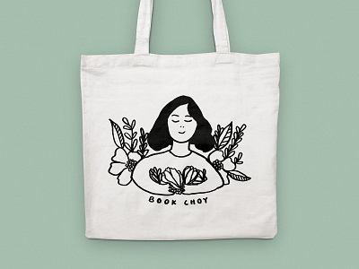 book choy art bok choy book drawing girl hair illustration tote