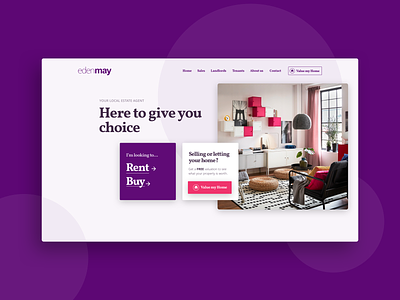 Edenmay - banner company website estate agents interface design purple ui design ux design web design website