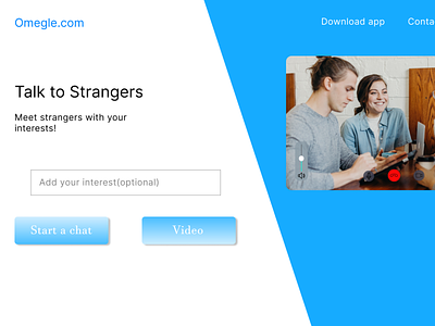I redesigned Omegle’s landing page beginner behance iterate landing page omegle ui web design