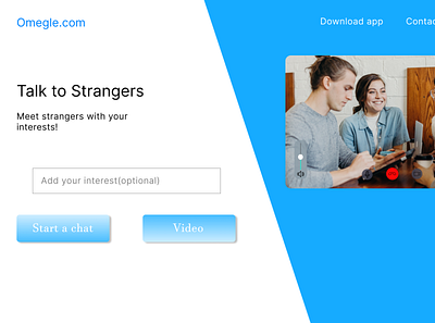 I redesigned Omegle’s landing page beginner behance iterate landing page omegle ui web design