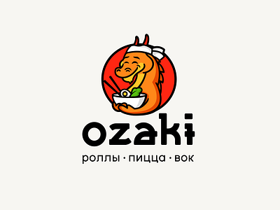 Ozaki asia brand branding font identity illustration letter lettering logo logotype ozaki pizza restaurant rolls simple type wok