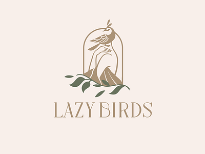 Lazy Birds birds brand branding font identity illustration lazy letter lettering logo logotype manufacturer simple type woman