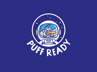 Puff Ready accessories brand branding cosmonaut design duck font hookah identity letter logo logotype relax smoke space store