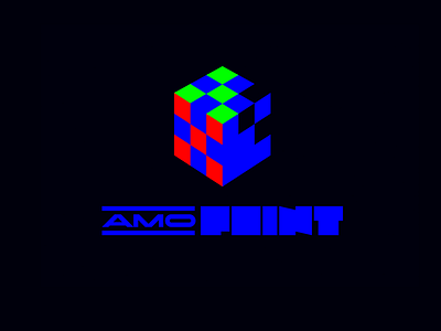 AmoPoint blue brand branding cam cube design font green identity letter logo logotype pixel point red