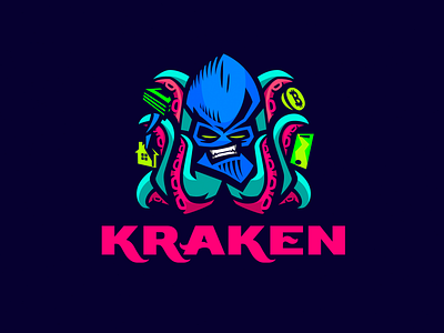 Kraken bitcoin brand branding chanel dark design font house identity kraken letter logo logotype money phone telegram