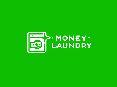 Money Laundry $ brand branding design dollar font green identity illustration laundry letter logo logotype machine washing