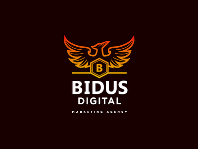 Bidus Digital agency bidus brand digital fire identity logo logotype marketing phoenix