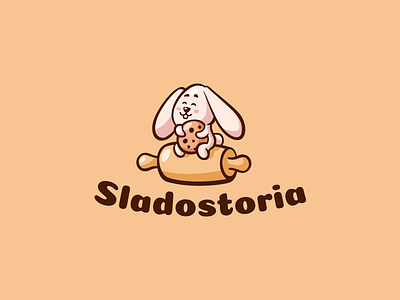 Sladostoria biscuit brand confectionery hare identity illustration letter logo logotype rolling pin