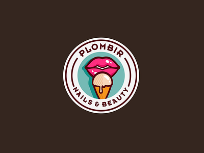 Plombir beauty beauty logo brand branding ice ice cream identity illustration letter lips logo logotype nails plombir