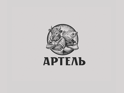 Artel artel brand branding cow cowman fish fishman identity illustration letter lettering logo logotype