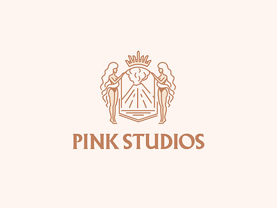 Pink Studios brand branding font girl identity illustration letter lettering logo logotype maidens pink studios type volcano