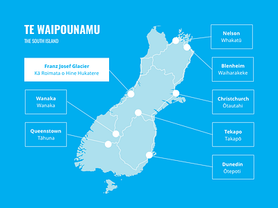 Te Waipounamu Map illustration map new zealand te waipounamu tourism