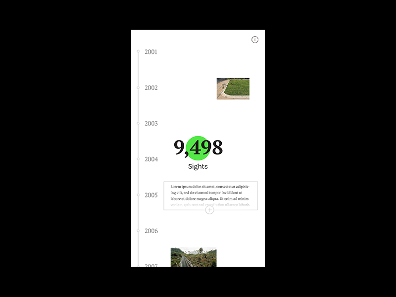 Timeline + Data Visual design green interaction mobile timeline typography